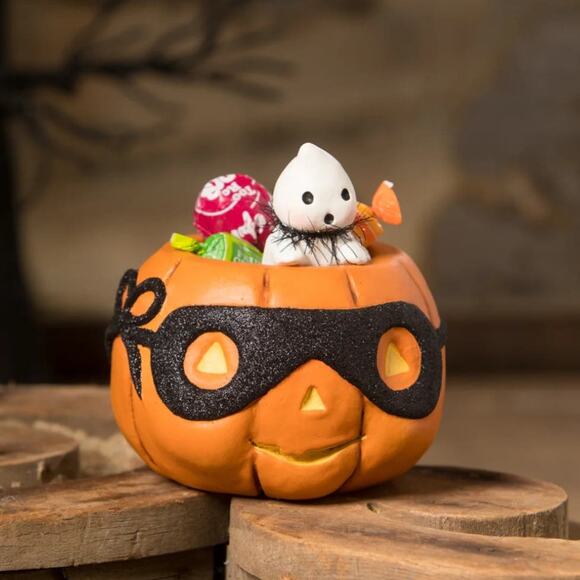 Bethany Lowe JOL & Peeking Boo Jack O Lantern Pumpkin & Ghost Michelle Allen New - Picture 3 of 8